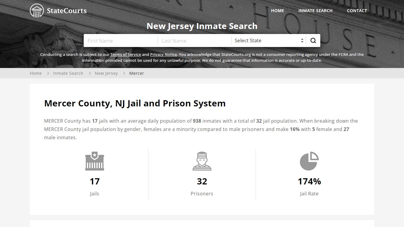 Mercer County, NJ Inmate Search - StateCourts